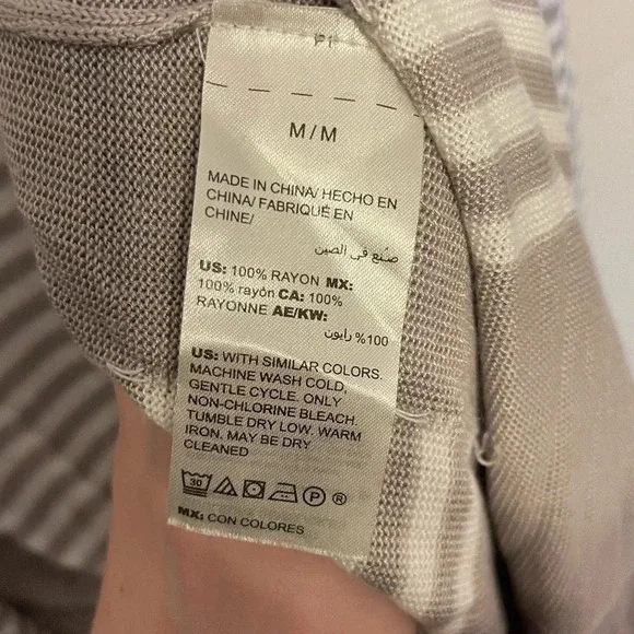 Soma Womens Striped Long Cardigan Size M Open Front Duster Gray Minimalist - Picture 6 of 6